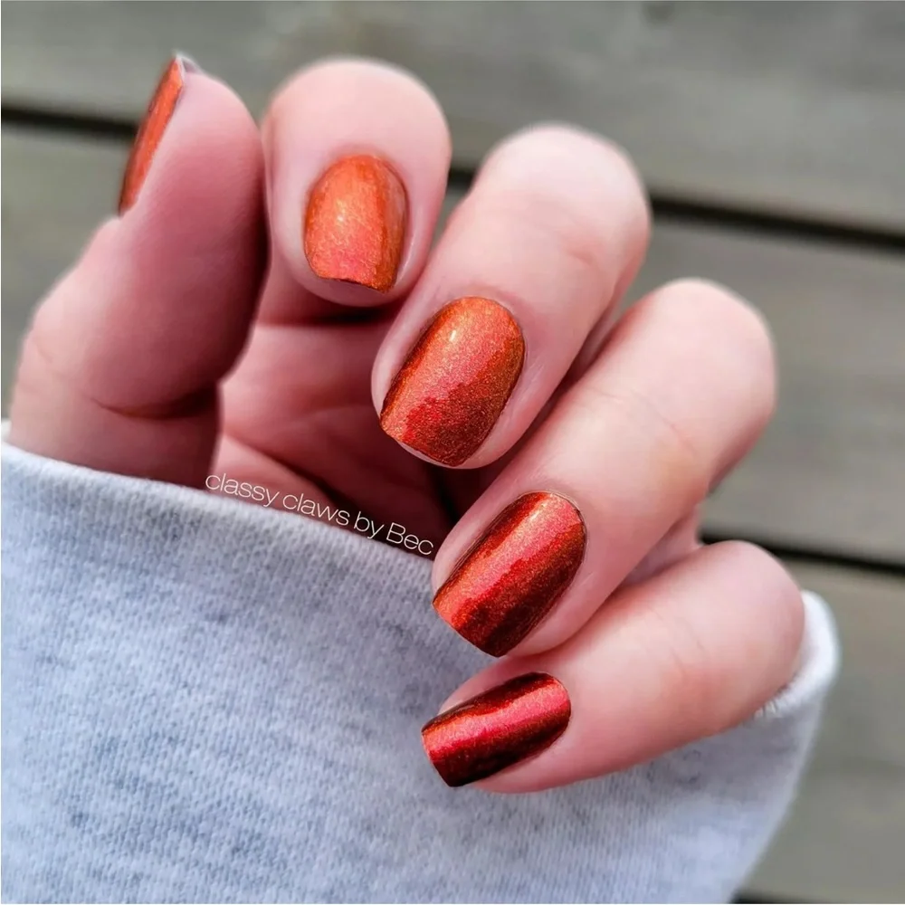 *Retired* Color Street: Prey-monition | Red Burnt Orange Duochrome Fall Shimmer - Picture 2 of 10